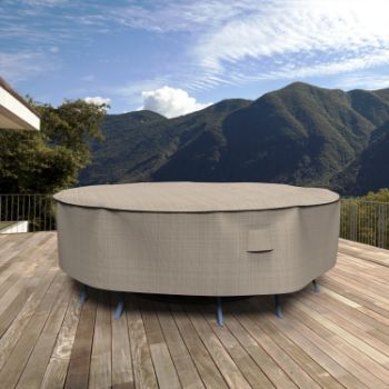 Picture of Large Round Table and Chairs Combo Covers - Signature Tan Tweed